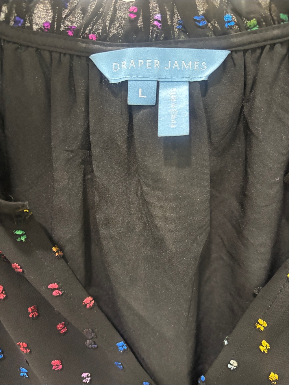 Draper James Black Dress with Multicolor Swiss Dots - Picture 4 of 8